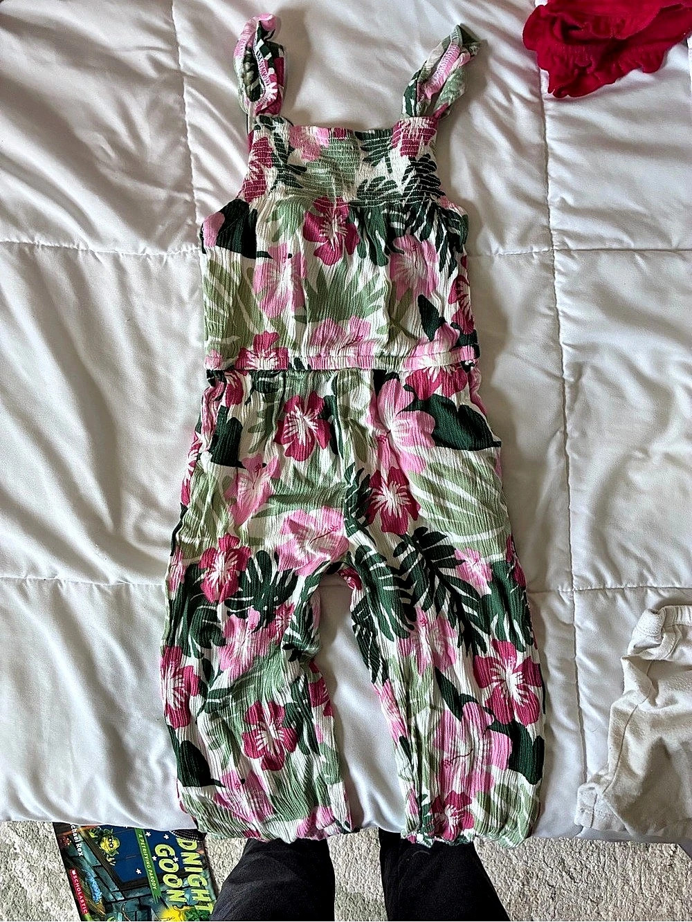 Carter's Girls Floral Smocked Jumpsuit Pink & Green
